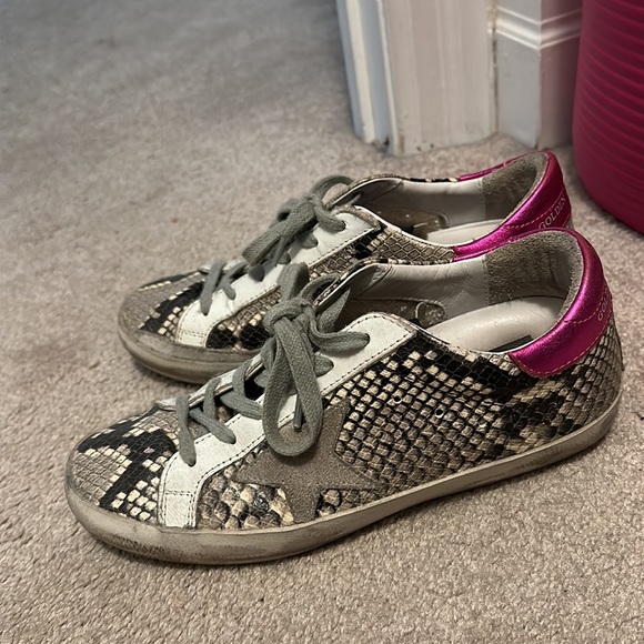 Golden Goose Superstar Sneaker in Natural Snake Print & Ice Star - Picture 2 of 8